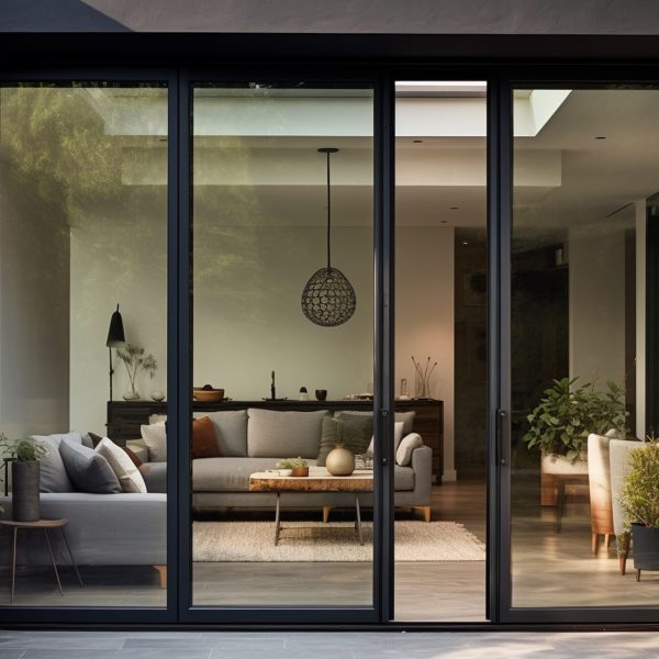 Open House with Black Sliding Glass Doors